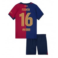 Camisa de time de futebol Barcelona Fermin Lopez #16 Replicas 1º Equipamento Infantil 2024-25 Manga Curta (+ Calças curtas)